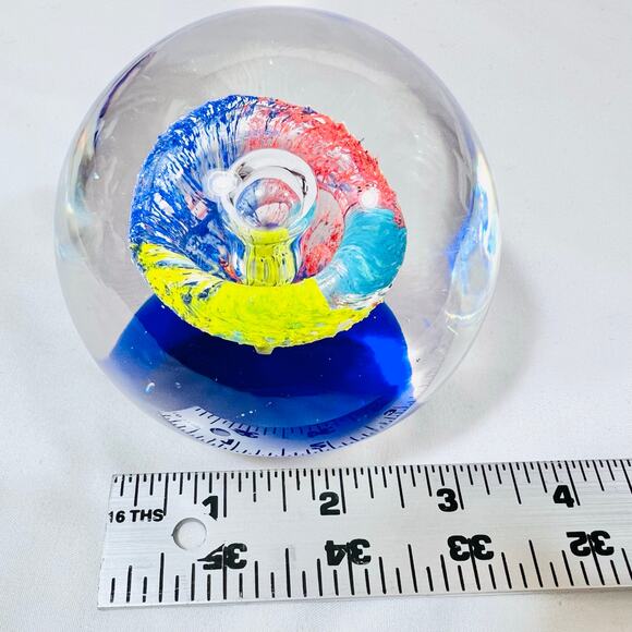 Color Explosion Bubble Art Glass Hand Made Blown Paperweight Abstract 3.5" - Picture 10 of 11